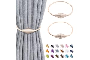 VEGCOO 2 Pcs Magnetic Curtain Tie Backs, Conical Curtain Tiebacks Modern Simple Style Drape Tie Backs Curtain Holdbacks, Magnetic Curtain Buckle Clips for Home Hotel Office Window Drapery Decoration (Beige)