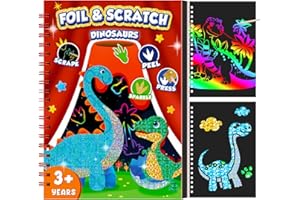 CutteeyFyry Bastelsets für Kinder, Folienspaß & Kratzkunst (Dinosaurier) Juegos divertidos de arte de lámina infantil, juegos de arte de lámina Dinosaurios y raspado en uno