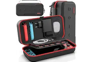 OIVO - Funda para Nintendo Switch & Switch OLED, Funda de Transporte NS con 20 Ranuras para Tarjeta, Funda Protectora y Carcasa rígida para Nintendo Switch Console & Accesorio, Color Rojo