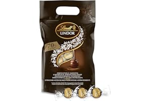 Lindt - Sachet Grand format LINDOR - Chocolat Noir 70% Cacao - Cœur Fondant, 1Kg