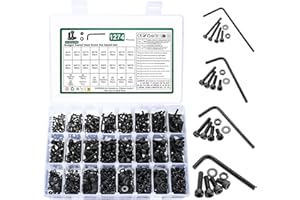 YOUYIDUN 12.9 Set di dadi esagonali in acciaio al carbonio, viti a testa cilindrica e dada, set di viti a esagono incassato e dadi con rondelle, assortimento di viti per macchine M2/M3/M4/M5