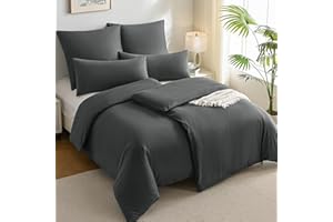 ‎JELLYMONI JELLYMONI 4-teiliges Bettwäsche-Set 135x200 Baumwolle, 40x80, Oeko-Tex, 100% Baumwolle, 2 Bettbezüge mit Reißverschluss, 2 Kissenbezüge mit Umschlag, Dunkelgrau, Klassisch, Ganzjährig, Unisex, 1 Set