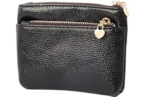 CREAHER Damen Echtleder Münzbörsen Mini, Schlüsselbörse Geldbörse, Geldbörse Münzbeutel Klein Herren, Schlüsseltasche Leder Tasche mit Schlüsselanhänger