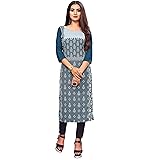 Reeah Women's Printed A-line Crepe Kurta