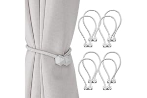 Lyspace 8 Pack Magnetic Curtain Tiebacks, European Style Convenient Drape Tie Backs, Decorative Drape Tie Backs Holdback Holder for Window Draperies，No Tools Required