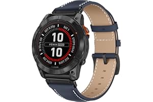 KoGiio Skórzany pasek QuickFit 26 mm do Garmin Descent Mk3i 51 mm/ Epix 2 Pro 51 mm / tactix 7 AMOLED/Fenix 7X Pro Solar/7X /Fenix 6X (GPS/Pro/Sapphire GPS), męski damski pasek zastępczy - niebieski