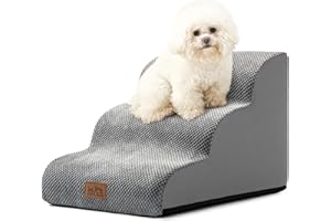 COZY KISS Escalier pour Chien 40cm, Étape pour Animaux en Éponge avec Couvercle Amovible, Échelle pour Chiot, Chat et Animaux Agés, pour Lit et Sofa, Léger, Durable, 40x57x40cm, 3 Marches, Gris