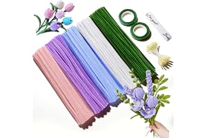 Tulpan piprensare blomset, 400 stycken piprengörare för pyssel med presentband, blomband pipe cleaner flower set för tillverkning av vackra konstgjorda buketter