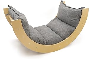 Jungle Plus - Arco da arrampicata 509 Jungle Plus, grande cuscino da arrampicata con funzione 2 in 1 per bambini, sedia a dondolo, in legno, convertibile, montessori, colore legno, colore melange