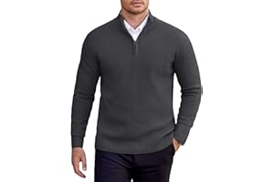 COOFANDY Jersey Cremallera Hombre Invierno Punto Suéter para Hombre Cálido Jerseys Cuello Alto Pullove Clásico Jerséis Hombres Slim Fit