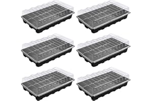 Elitecran 6 Pièces Plateaux de Culture sans Trous de Drainage avec Couvercles, Plateau de Culture pour Plantes, Plateau de Semences, Bac de Culture Bac de Germination pour Jardin Légume Fruit Plantes