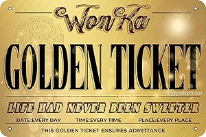 TARIKA Wonka Golden Ticket Life Had Never Been Sweeter Iron 20 x 30 cm Retro Look Decorazione Artigianato Segno Per Casa Cucina Bagno Fattoria Giardino Garage Citazioni Inspirational Decor Parete