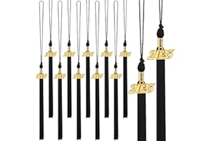 JULMELON 20Pcs Graduation Tassels Academic Graduation Cap Hat Tassel with 2025 Gold Charm for 2025 Graduation Ceremonies Accessories (Black)