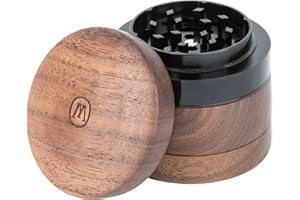 Marley Natural | Wood Grinder - Small - 3 Pieces Herb Mill - Wood and Aluminum - Walnut