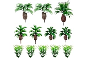 Cayway 12 Pz Alberi Cocco Decorazione, Flower Grass Tufts Juego de Mesa de Arena, Modello Palme Plastica per Bonsai in Miniatura, Decorazione Paesaggistica