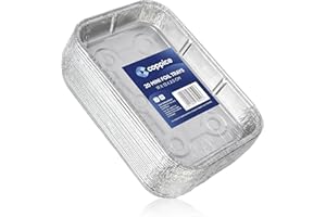 Coppice Mini Aluminium Foil Tray for Baking, BBQ, Roasting, Grilling & Food Storage | 19cm x 13cm x 2.5cm | Freezer, Microwave, Air Fryer & Oven Safe (20 Trays)