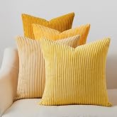 Housses De Coussin En Chenille 40x40 Cm - Lot De 2 - Jaune Moutarde - Pour Canapé, Fauteuil, Chambre - Doubles Faces Unies