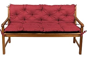 Gutekissen® Cuscino per panchina, Cuscino per seduta, Cuscino per schienale, Cuscino da giardino, Cuscino trapuntato, Altalena da giardino, Mobili da giardino LAW (130x50x50, Rosso)