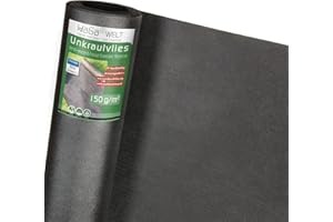 HaGa® Tessuto non tessuto per erbacce, 150 g/m², per combattere le erbacce, 0,5 m x 50 m