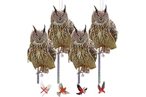 LIFREER Gufo Scaccia Piccioni Dissuasori Per Piccioni Cartone, Dissuasore Anti Piccioni, Dissuasori Per Uccelli, Spaventapasseri Spaventa Piccioni, 4 Pezzi Repellente Piccioni Nastro Riflettente Per Uccelli