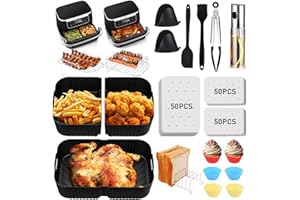Komicea Akcesoria do frytkownicy na gorące powietrze do Ninja Foodi Flexdrawer AF500EU 10,4 l, akcesoria Airfryer z 1 x 10,4 l i 2 x 5,2 l silikonową formą do Ninja Foodi AF500EU, w tym ruszt do