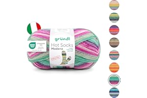 ‎GRÜNDL Gründl Wolle Hot Socks Madena 4-fach - Sockenwolle für 1 Paar Socken - Sockengarn - Weich und hautfreundlich - 75% Schurwolle, 25% Polyamid - 1 Knäuel 100 g / 420 m -Nadelstärke 2,5-3 - Berry