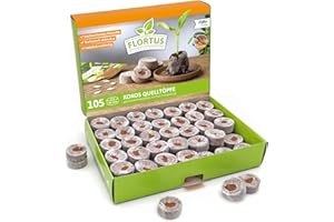 ‎FLORTUS FREUDE AN VIELFALT FLORTUS – Kokos Quelltöpfe aus Anzuchterde mit Nährstoffen – 105 Stk. Kokos Quelltabletten torffrei & biologisch abbaubar – Quelltabs aus Kokoserde gepresst zur Pflanzen Anzucht von Samen & Setzlingen