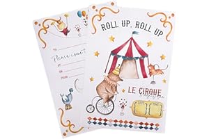 M & G Mustard & Gray Childrens Party Invitations (x12 Invites Only, Circus)