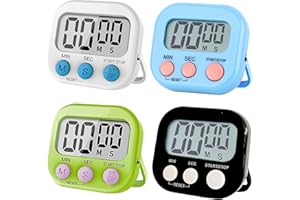 TEMPLE LODGE 4-Pack Magnetic Timers: Versatile Countdown and Stopwatch for Kids, Classroom, Parents - Ideal for Cooking, Homework, Fitness - Clear Display, Loud Alarm (4PC Mix)