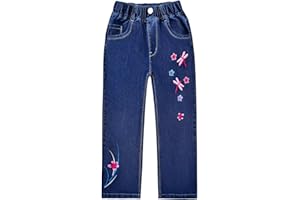 Peacolate 5-12Years Little Big Girl Dark Blue Jeans Trousers Kids Denim Cotton Trouser Pants Fashion Embroidered Jeans New Casual Fashion Bottoms Childrens