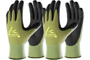 COOLJOB 2 Paar Gartenhandschuhe für Damen/Herren, Touchscreen Arbeitshandschuhe aus Bambusfasern, Nitrilbeschichtung Arbeitshandschuhe (Größe 8/M)
