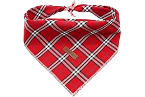 Lionheart glory Hundehalstuch 1 Päckchen waschbar weiche Baumwolle Weihnachten Lätzchen Schal, einstellbar Kerchief Quadratische Hund Halstücher für Groß Hunde Kariert Halstücher