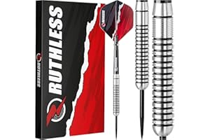 RUTHLESS Ranger I Professional Tungsten Steeltip Darts Set in 22g and 24g, with Flights and Stems Shafts
