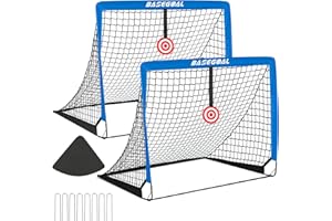 BASEGOAL Cage de Foot, Set de 2 But de Foot Exterieur, Goal de Foot avec Cible Suspendue, But de Foot Exterieur pour Jardin Entrainement Football Cadeau - 120x90x90CM