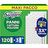 Swiffer Panni Catturapolvere, 120 Microfibre Dry e 3 Lavapavimenti, Cattura Polvere e Sporco, Ottimo per Tutti i Tipi di Pavi
