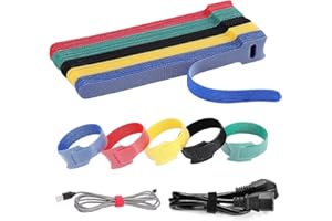 ZMDECQNA Velcro Cable Ties, 100PCS Adjustable Cable Ties Straps Reusable Cable Ties Cable Ties Hook Organizer Fastener for Home Office Cords Accessories