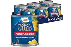 Dole Tropical Gold Premium Pineapple Chunks in Juice 6 x 432g, 432 g (Pack of 6)