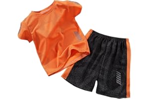 XINYUNZU Trainingsanzug Kinder Sommer Jogginganzug Schnelltrocknend Sportanzug Kurz Sport T-Shirt und Shorts Set Sportkleidung Tracksuit Activewear für Jungen 2-11 Jahre