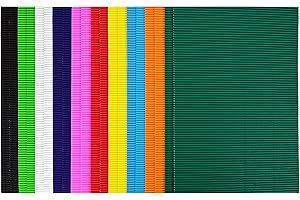 ewtshop Lot de 20 feuilles de papier cartonné ondulé pour loisirs créatifs, Superbes couleurs double face, Format A4