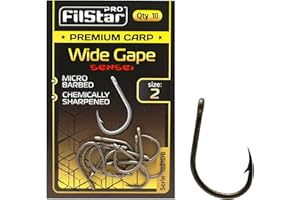 Pro FILSTAR 10 Anzuelos de Pesca N2 Wide Gape - Anzuelos de Pesca Carpa - Carpfishing - Pesca Mar - Method Feeder Fishing Hook - Pesca Accesorios - Articulos de Pesca - Kit de Pesca - Pescar Gancho