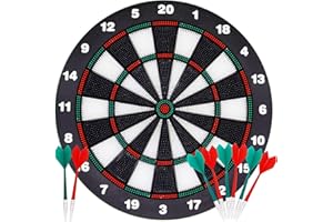 HELACUEIL Safe Dartboard Set Ø42cm /16.5-inch for Children and Adults Dartboard with 6 Darts Set