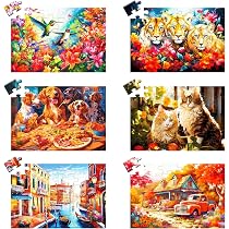6 confezioni di puzzle da 36 pezzi grandi per anziani, puzzle di demenza per adulti anziani, puzzle per cani lupo, camion facile puzzle memoria Alzheimer gioco cognitivo regalo per pazienti in casa di