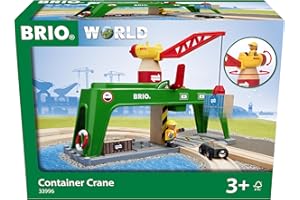BRIO GMBH BRIO World 33996 Bahn Verlade Terminal - Mit beweglichem Kran zum Umladen von Gütern auf die Schiene, Straße und das Schiff - Empfohlen für Kinder ab 3 Jahren