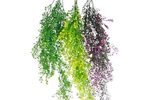 PINVNBY Artificial Hanging Plants Reptile Tank Habitat Decorations Climbing Terrarium Plant with Suction Cup for Bearded Dragons Lizards Geckos Snake Pets Hermit Crab 3PCS