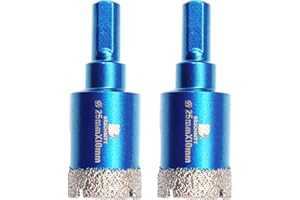 Dry Diamond Core Drill Bit Set,BRSCHNITT 2pcs/pack 25mm Diamond Hole Saw Core Drill Bit with Triangle Shank for Porcelain Tile Ceramic Stone Granite Marble