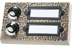 HUBER Surface-Mounted Doorbell Push 2 Compartments Made of Real Metal - Doorbell Button with Name Plate - Front Door Bell Surface-Mounted Brass - Doorbell Front Door 2 Gang Bronze