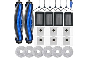 LOVOBO Lot de 25 Pièces Accessoires pour aspirateur Ecovacs Deebot T50 Max Pro Omni, 2 brosses principales, 4 filtres HEPA, 6 Sacs à poussière, 6 lingettes, 6 brosses latérales, 1 Brosse de Nettoyage