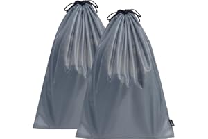 GLOPPIE Travel Shoe Bags, Foldable Waterproof Shoe Pouches Large Dustproof Drawstring Organizer Pouch for Travel, School, Fishing Wellington Welly Boot Storage Carry Bag(2 Pack)