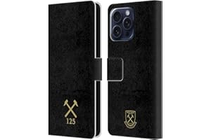 Head Case Designs Officially Licensed West Ham United FC Black Claret Crest Patterm 125 Year Anniversary Leather Book Wallet Case Cover Compatible With Apple iPhone 16 Pro Max