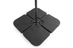 VonHaus Parasol Base 60L – Umbrella Stand for Outdoor, Garden, Patio – Heavy Duty Banana Parasol Holder, Pack of 4 Weight Segments – 60kg Total Weight with Water, 80kg Total Weight with Sand